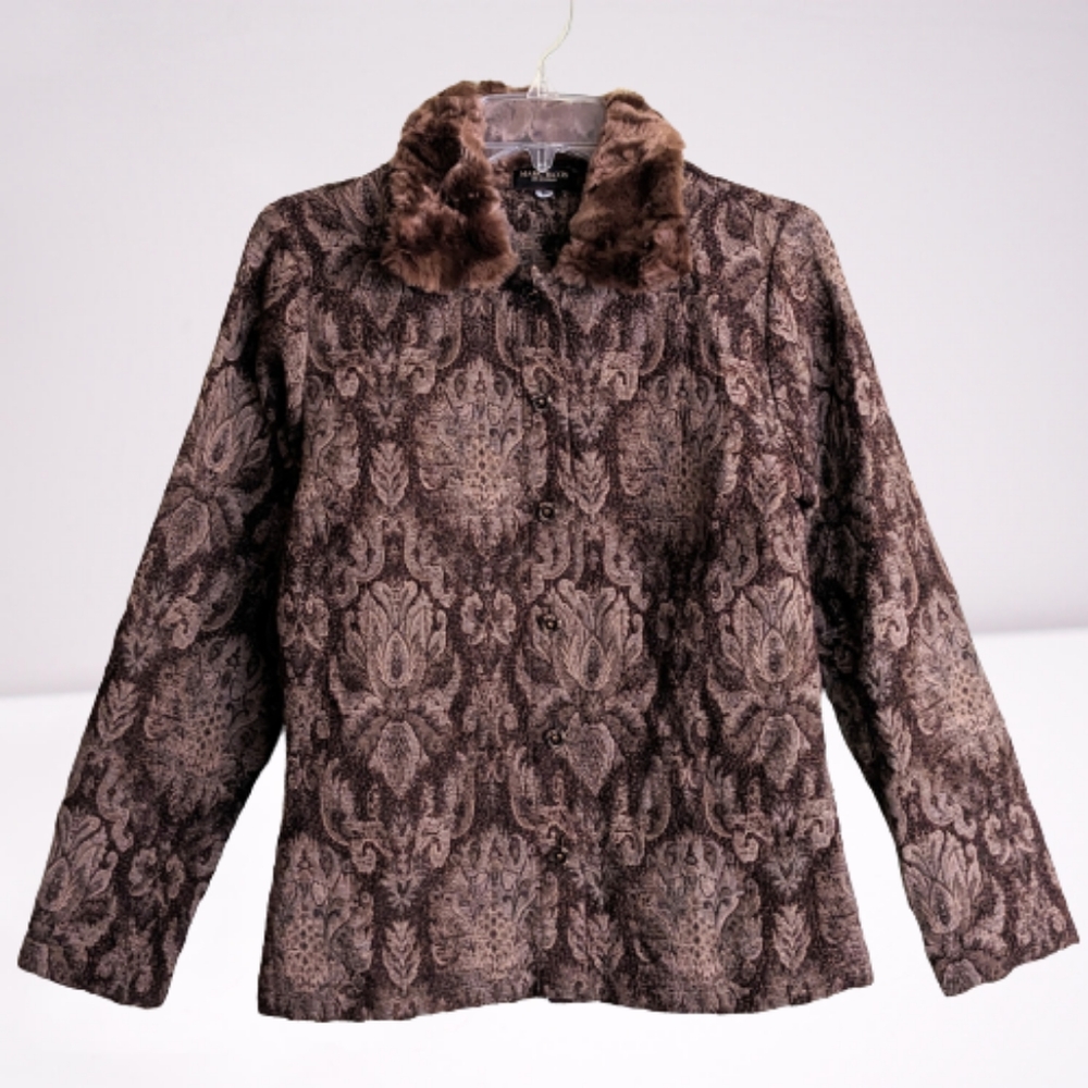 Vintage Marc Baxis LA Blazer Brown Tapestry Size Small Wool Alpaca